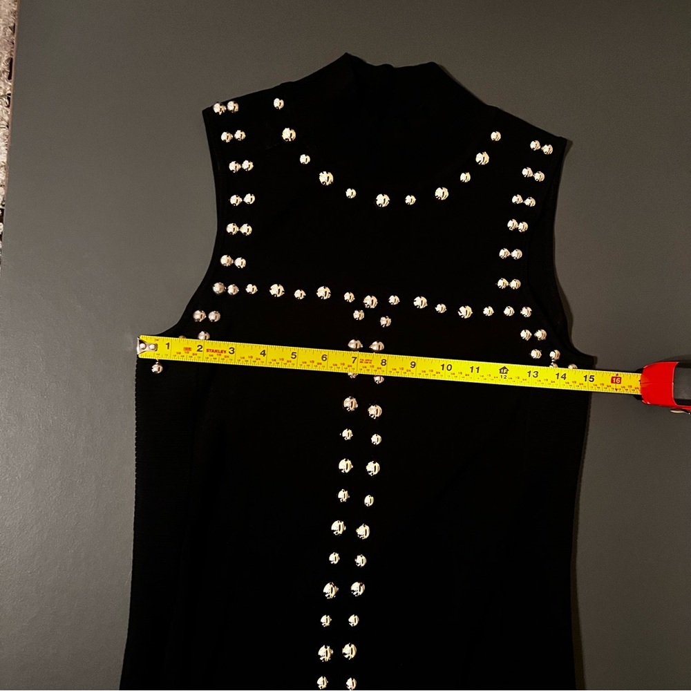 Black Studded Sleeveless Tube Dress • High Neck • Size M - Picture 5 of 6